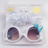 Set alb bentita si ochelari de soare - Little daisy (Marime Disponibila: 12-18