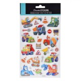 Autocolante 3D Vehicule șantier, Set 25 Bucăți, Multicolor, Dimensiune 14x25cm, Oem