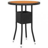 VidaXL Masă de grădină, negru, &Oslash;60x75cm, lemn de acacia/poliratan