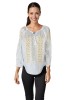 Bluza dama O25 alb/auriu , marimea 3XL, Casual, Bumbac