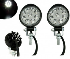 Set 2 x Mini Proiector LED Auto Offroad 27W 12V-24V, Rotund foto