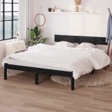 VidaXL Cadru de pat King Size, negru, 150x200 cm, lemn masiv de pin