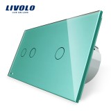 Cumpara ieftin Intrerupator touch triplu Livolo din sticla verde, dublu + simplu