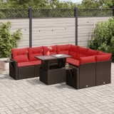 VidaXL Set canapele grădină cu perne 9 piese maro poliratan/lemn acacia 3326455