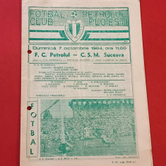 Program meci fotbal PETROLUL PLOIESTI - CSM SUCEAVA (07.10.1984)