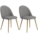 HOMCOM Pachet de 2 Scaune de Sufragerie Scaune de Bucătărie Tapitate cu Material Textil de In și Picioare din Oțel Capacitate 120 kg 50x52x83 cm Gri |