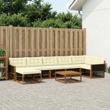 vidaXL Set de canapele de exterior cu pernă 8 pcs Natural și Crem 3381574