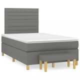 Cumpara ieftin Pat box spring cu saltea, gri inchis, 120x200 cm, textil