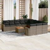Gossi set canapea de gradina cu perne, 12 piese, gri, poliratan