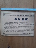 Aviz vechi CFR afis carton 1920 tablou tiparitura poster interbelic gara