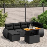 Cumpara ieftin Set canapele de grădină cu perne, 7 piese, negru, poliratan