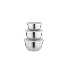 Set 3 boluri pentru bucatarie cu capac din inox, 14/16/18 cm, 6 piese, gri, Florina