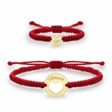 Set de Brățări din inimi cu șnur (2 buc.), aur galben, 14K
