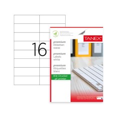 Etichete Autoadezive A4 Tanex, 16/Coala, Colturi Drepte, 100 Coli/Top, 105x37 mm, Etichete Adezive, Etichete A4, Etichete Autoadezive in Coala, Hartie foto