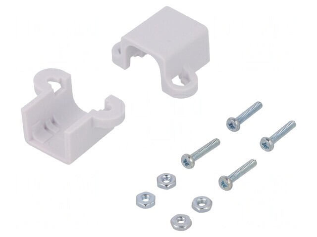 Suport Alb pentru Fixare din Plastic, 18mm, Set 2 Bucăți