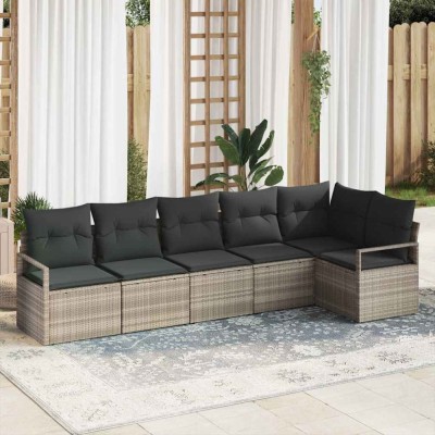 vidaXL Set de canapele pentru grădină 6 pcs Gri deschis Rattan poli foto