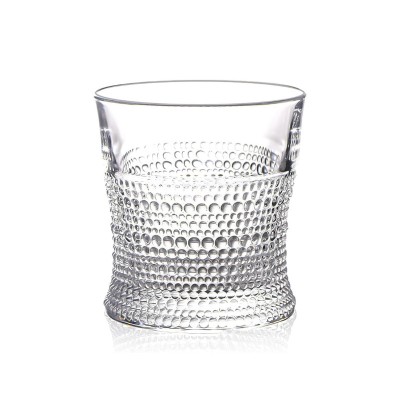 Pahar, pentru whiskey, Dots, 300 ml, transparent, din sticla, 9 cm inaltime, 8 cm diametru la baza, 8.5 cm diametru la deschidere foto