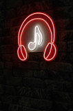 Decoratiune luminoasa LED, Music Sound Headphones, Benzi flexibile de neon, DC 12 V, Rosu/Alb, Neon Graph