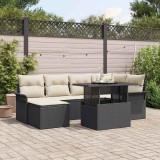 vidaXL Set de canapele pentru grădină cu pernă 7 pcs Negru Rattan poli 3348313