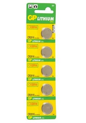 Baterie GP Batteries, butoni (CR2016) 3V lithium, blister 5 buc. &quot;GPCR2016-2CPU5&quot; &quot;GPPBL2016143&quot; (timbru verde 0.01 lei)