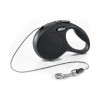 Lesa retractabila pisici Flexi New Classic XS, 3m, neagra, fir reflectorizant, &lt;8kg