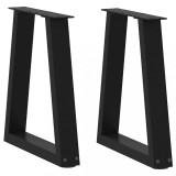 VidaXL Picioare pentru măsuță de cafea &icirc;n formă de V, 2 buc., negru, 28x (42-43,3) cm, oțel