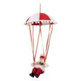 Cumpara ieftin Figurina Mos Craciun textil multicolor in Balon Zburator 25x25x55 cm