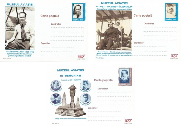 |Romania, Muzeul Aviatiei: Ploiesti - Bucuresti in aeroplan, cps, 2001