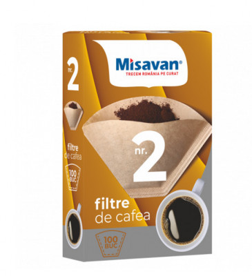 Hartie filtru cafea Misavan, nr 2, 100 buc/cutie foto