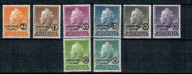 Christmas Island 1958 Queen Elizabeth II serie incompleta neuzat