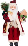 Figurina decorativa Mos Craciun textil rosu 45 cm MagicHome