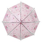 Umbrelă de ploaie transparentă cu model iepurași și fluier pentru copii, 66 cm, CMCLASS