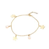 Cumpara ieftin Bratara de picior placata cu aur cu charmuri perle