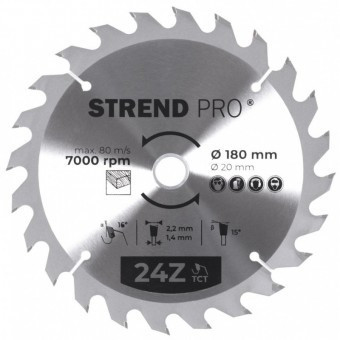 Disc pentru fierastrau circular, Strend Pro TCT 180x2.2x20/16 mm 24T, pentru lemn, lame SK foto