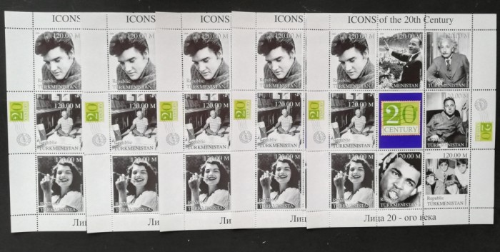 TURKMENISTAN-.PERSONALITATI A SEC.XX-5X8V.+1 VG..IN 5 COLI -MNH** -TU PLR 68A