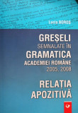 Lucia Boros - Greseli semnalate in gramatica Academiei Romane 2005, 2008 - Relatia apozitiva (2008)