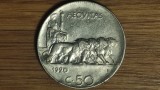 Italia - moneda de colectie - 50 centesimi 1920 muchie zimtata - Victor Emmanuel III - mai rara