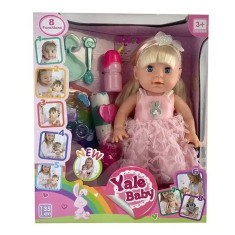 Papusa interactiva cu 8 functii, 10 accesorii, senzor atingere, gangurit, face pipi, inaltime 35 cm