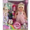 Papusa interactiva cu 8 functii, 10 accesorii, senzor atingere, gangurit, face pipi, inaltime 35 cm