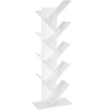 VASAGLE Biblioteca de podea cu 8 etaje, cu rafturi din lemn in forma V, 25x141x50cm, alb Household NewTrend