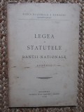 LEGEA SI STATUTELE BANCII NATIONALE A ROMANIEI