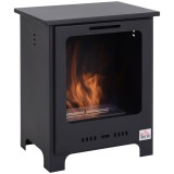 HOMCOM Semineu pe Bioetanol incalzitor soba cu bietanol aparat de incalzire 1.5L in Otel Fara Cos Negru 40 x 30 x 50 cm | AOSOM RO
