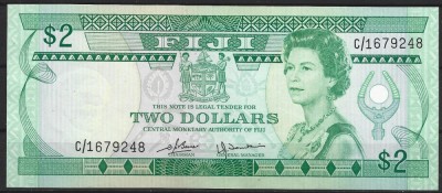 !!! F. RARR : FIJI - 2 DOLARI (1980). - P 77 - UNC / CEA DIN SCAN foto