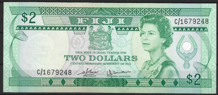 !!! F. RARR : FIJI - 2 DOLARI (1980). - P 77 - UNC / CEA DIN SCAN