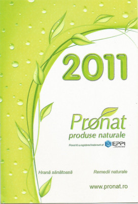 Romania, Pronat, produse naturale, calendar de buzunar, 2011 foto