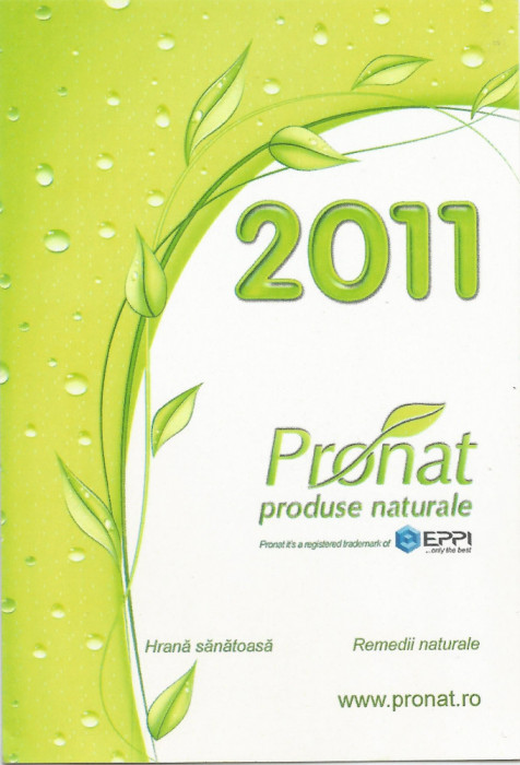 Romania, Pronat, produse naturale, calendar de buzunar, 2011