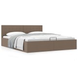Cumpara ieftin Cadru de pat hidraulic cu ladă, gri taupe, 180 x 200 cm, textil