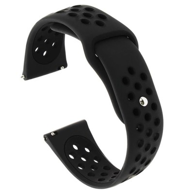 Curea silicon compatibila Garmin Vivoactive 4, telescoape Quick Release, 22mm, Negru Carbon foto