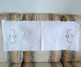 Napron/ Centru de masa Vintage din bumbac cu broderie manuala - Alb