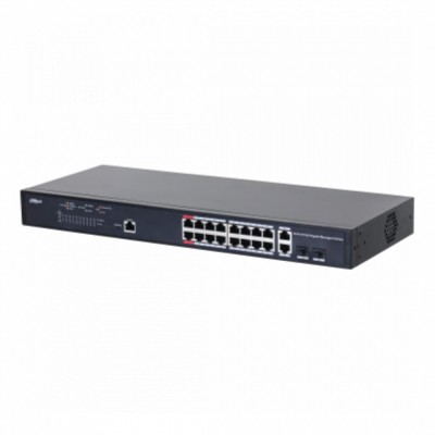 Dahua Managed Switch 18 porturi, 16 porturi POE, Gigabit, Port foto